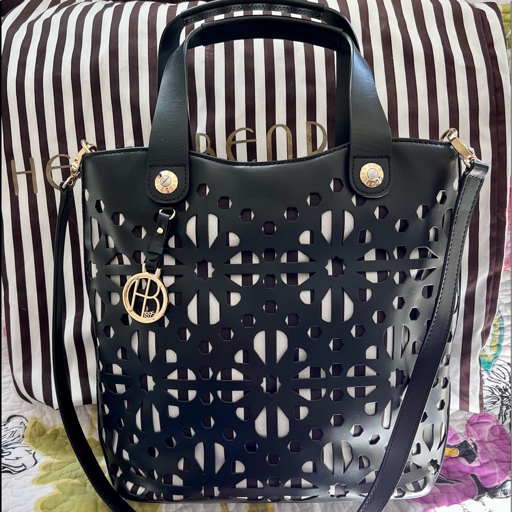 Henri Bendel Laser Cut Floral Centennial Striped Shopper Bag